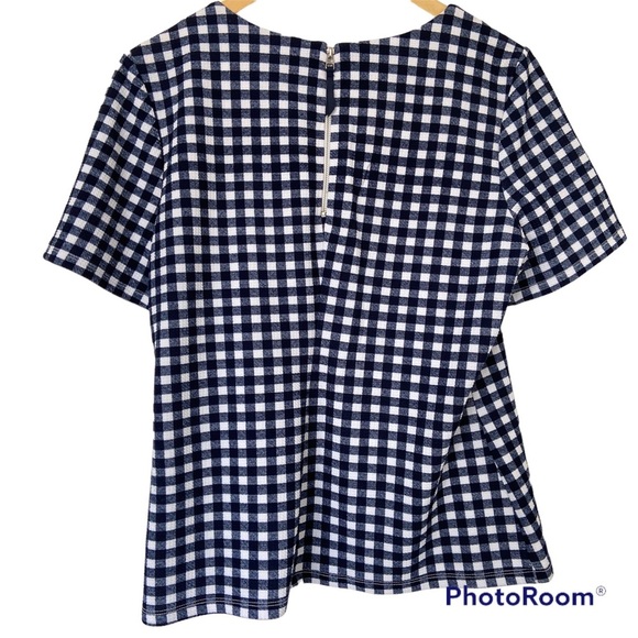 Jules & Leopold Tops - JULES & LEOPOLD NAVY/WHITE CHECKED SHORT SLEEVED TOP/BLOUSE WITH BACK ZIPPER, LG